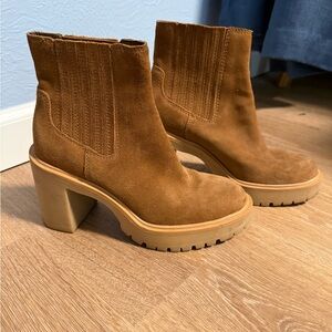 Dolce Vita Tan Suede Platform Chelsea Booties